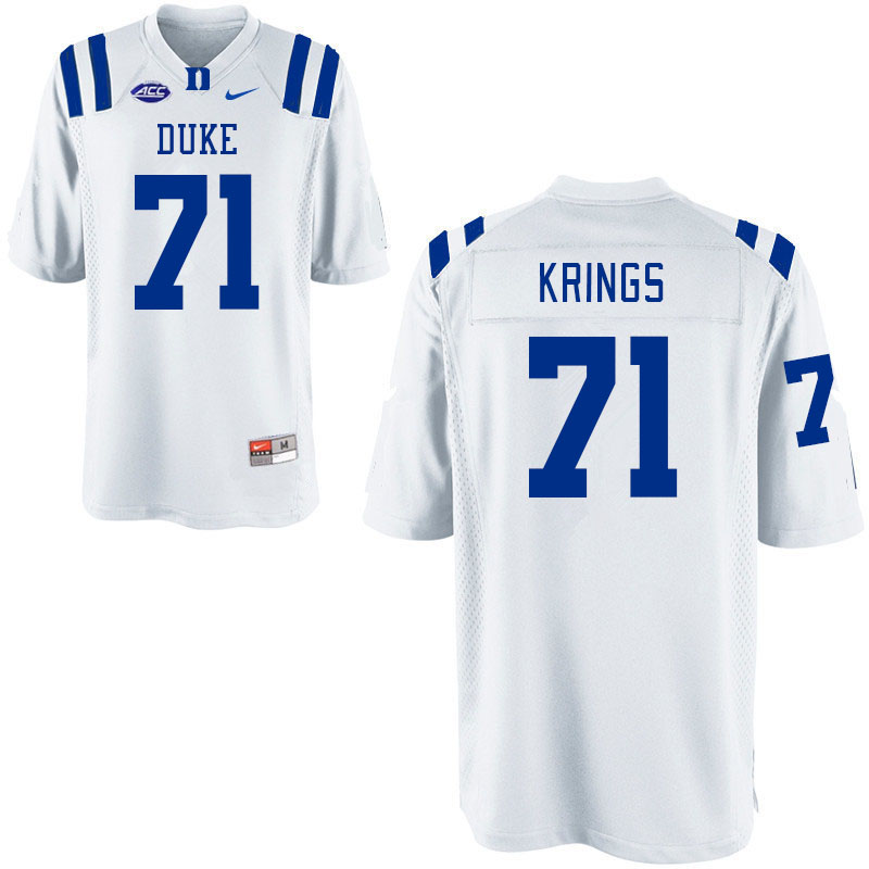 Men #71 Caleb Krings Duke Blue Devils College Football Jerseys Stitched-White